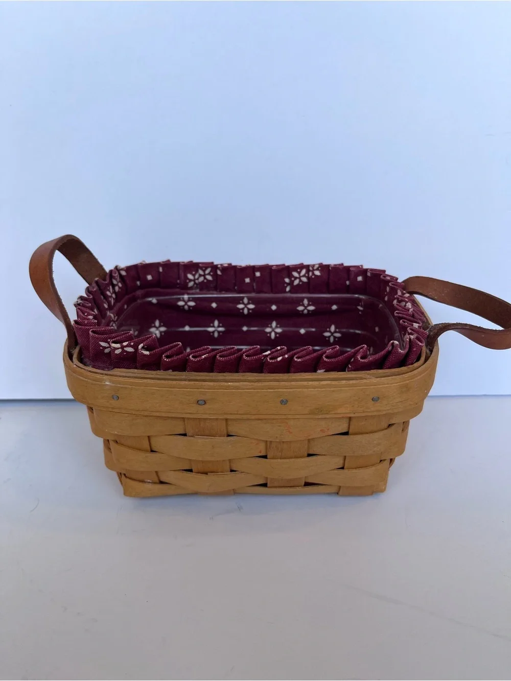 Vintage Longaberger Basket Small Market Basket Red Liner Farmhouse 1998